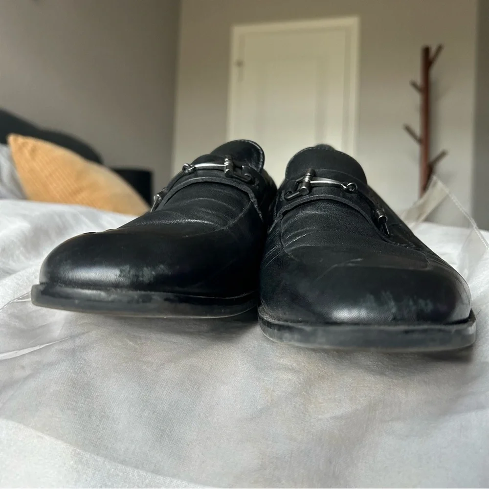 M Black Cole Haan Essentials Leather Bit Buckle Loafers Size 9.5 |F21